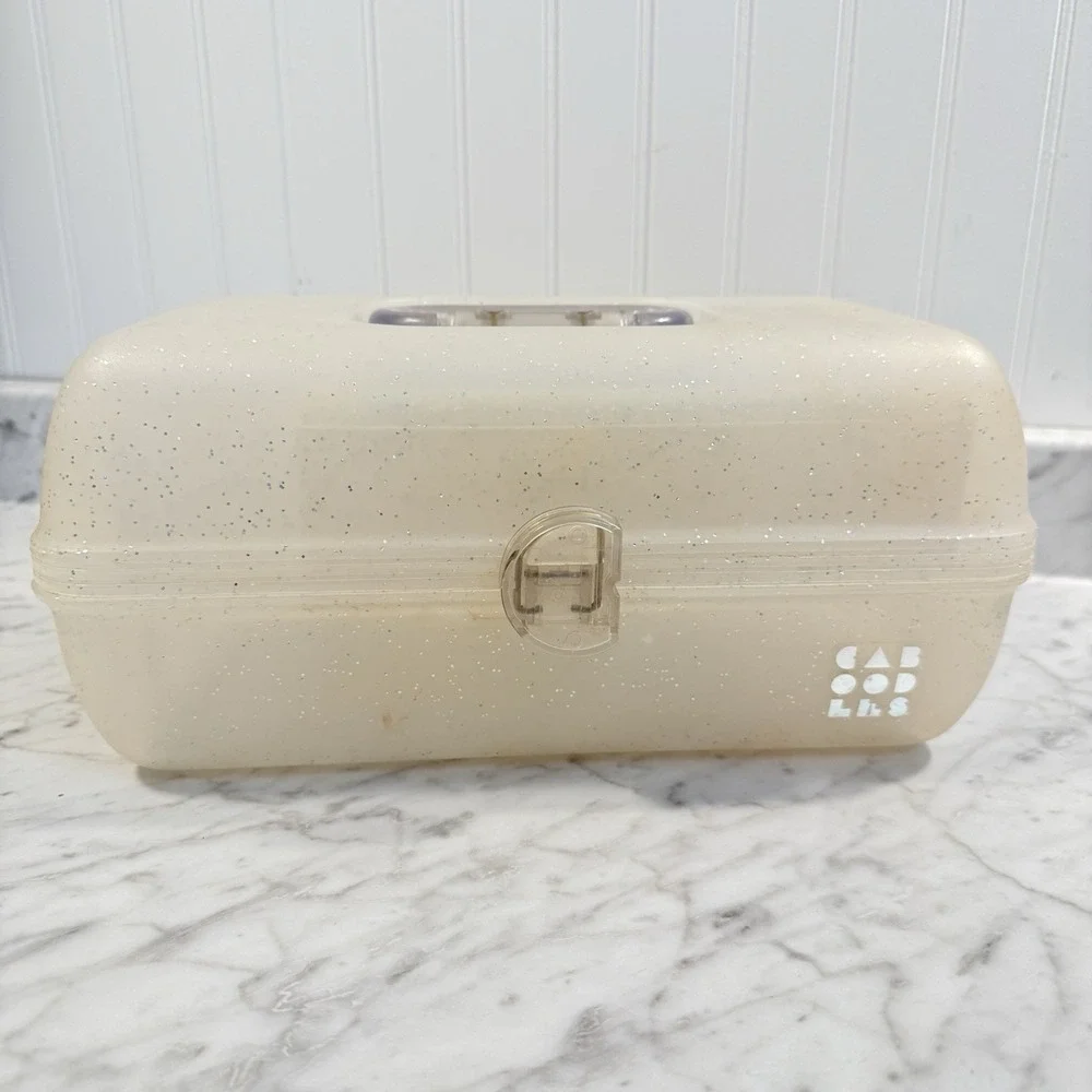 Vintage CABOODLES 3 Tier w/Mirror Clear Glitter Jellies Makeup Case 2622 Y2K